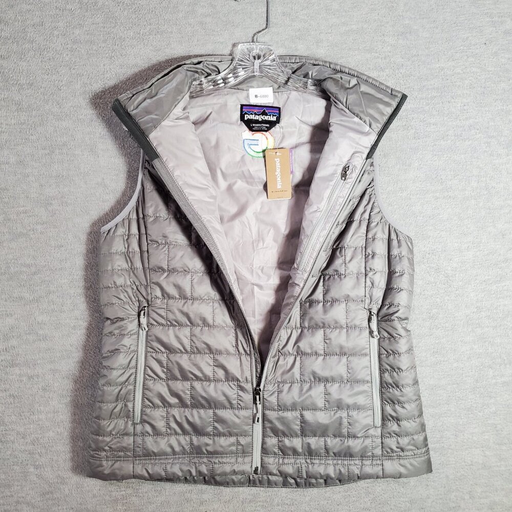 Patagonia Women Nano Puffer Vest Large Gray Google Logo Light Windproof NWT - Picture 4 of 11